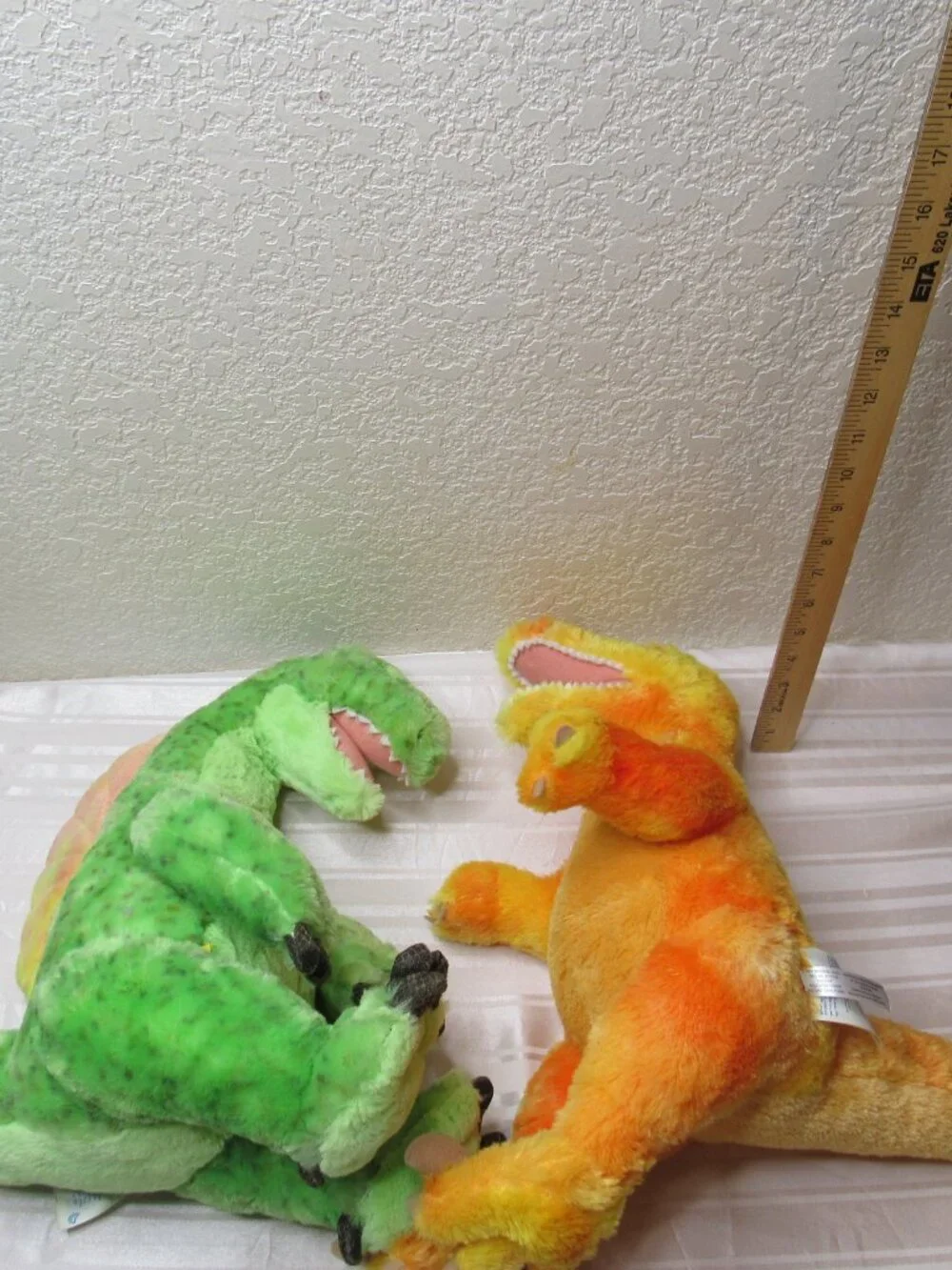 Build-A-Bear Workshop Dinosaur Plush Toy Set of 2 Green T-Rex & Orange Raptor
